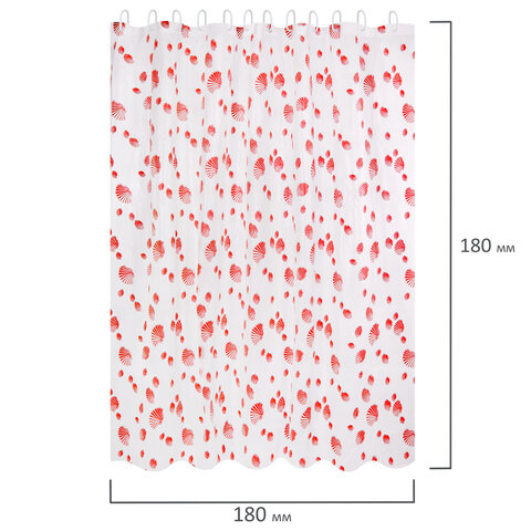 Шторка для ванной PEVA, 180х180 см, кольца в комплекте, 3 дизайна ассорти, МОРЕ, WBZ (ВБЗ), 700069