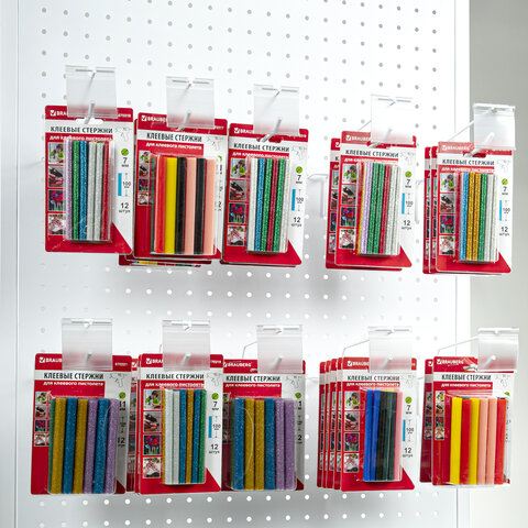 Крючки металлические с ценникодержателями на перфорированную стойку, КОМПЛЕКТ 10 шт., 505591