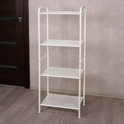 Стеллаж на металлокаркасе "Валенсия-14", 455х300х1205 мм, 4 полки, белый, СТВ14 Б