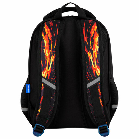 Рюкзак BRAUBERG OPTIMA, 2 отделения, с брелоком, "Burning ball", 3D-панель, 36х27х18 см, 273158