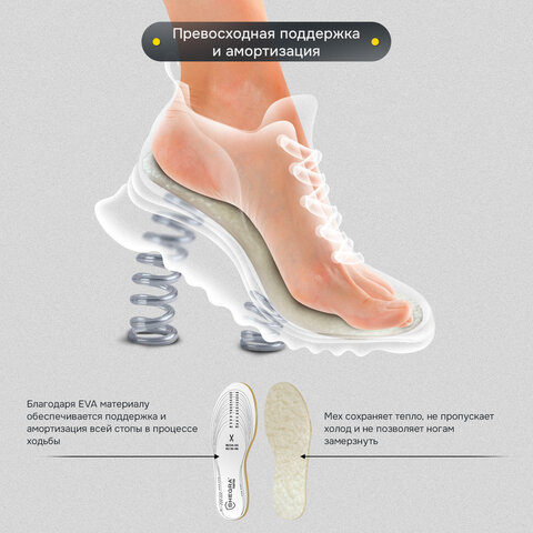 Стельки для обуви ЗИМНИЕ, УНИВЕРСАЛЬНЫЙ размер RU 34-45 / EU 35-46 с линиями выреза, SHEGRA (ШЕГРА), 700755