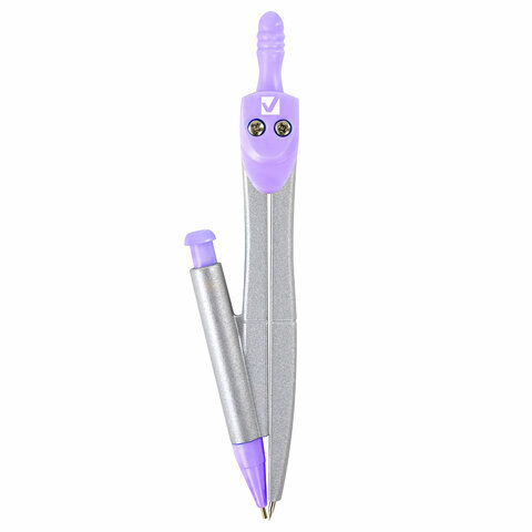 Готовальня BRAUBERG SCHOOL KIT, 9 предметов, циркуль 125 мм, чертежные принадлежности, лаванда, 210713
