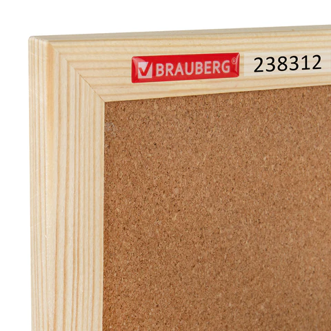 Доска пробковая для объявлений 90х120 см, деревянная рамка, BRAUBERG Wood, 238312
