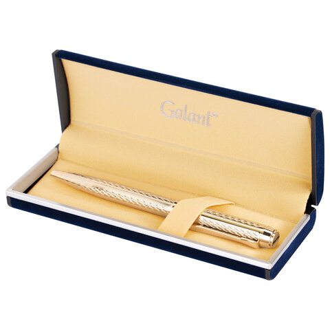 Ручка подарочная шариковая GALANT "Graven Gold", корпус золотистый с гравировкой, золотистые детали, пишущий узел 0,7 мм, синяя, 140466