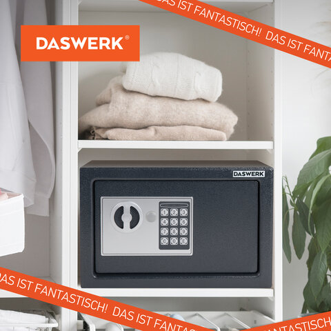 Сейф мебельный DASWERK (ДАСВЕРК) SC-200EL (200х310х200 мм), электронный замок, графит, 291341