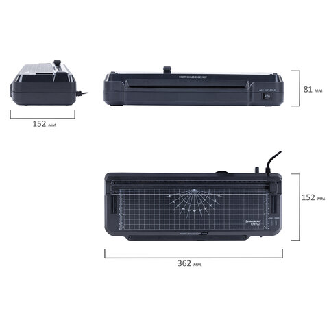 Ламинатор 3 в 1 BRAUBERG CHF-02, А4, 60-150 мкм, 30 см/мин, со встроенным резаком и обрезчиком углов, В ПОДАРОК набор пленок 40 шт., 532862
