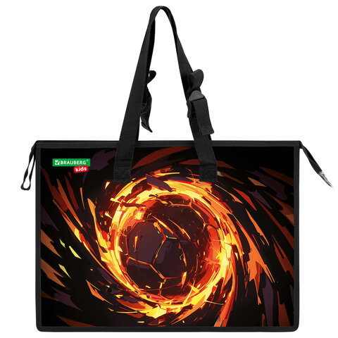 Папка для рисунков и чертежей с регулируемыми ручками BRAUBERG KIDS А3,1 отделение, карман внутри, "Fire split", 273416