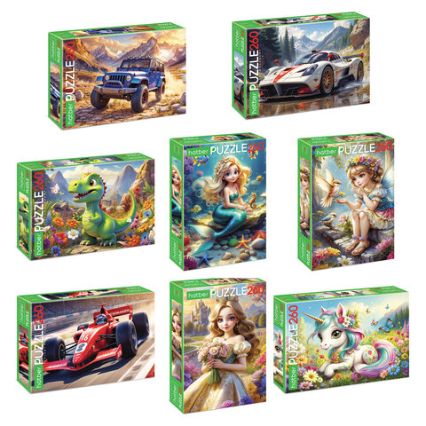 Пазл картонный "ВОЛШЕБНЫЕ МИРЫ" 260 элементов АССОРТИ, 220х330 мм, HATBER