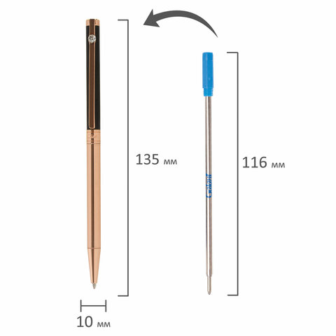 Ручка подарочная шариковая GALANT "ASTRON", корпус черный с золотом, детали золотистые, узел 0,7 мм, синяя, 143525