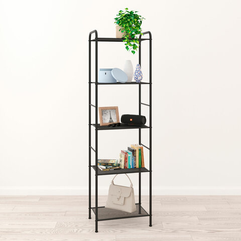 Стеллаж на металлокаркасе "Валенсия-15", 455х300х1555 мм, 5 полок, черный, СТВ15 Ч