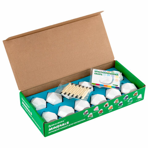 Набор для раскопок "Минералы", 12 видов, карточки, инструменты, BRAUBERG KIDS, 665129