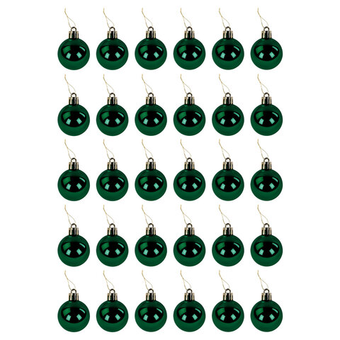 Шары ёлочные 30 шт., 4 см, "Solid Color", пластик, ЗЕЛЕНЫЕ, глянец, ЗОЛОТАЯ СКАЗКА, 592500