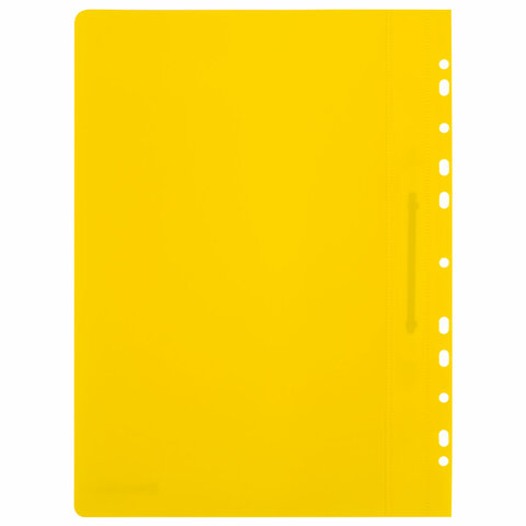 Скоросшиватель пластиковый с перфорацией BRAUBERG EXTRA, А4, 140/180 мкм, желтый, 272899