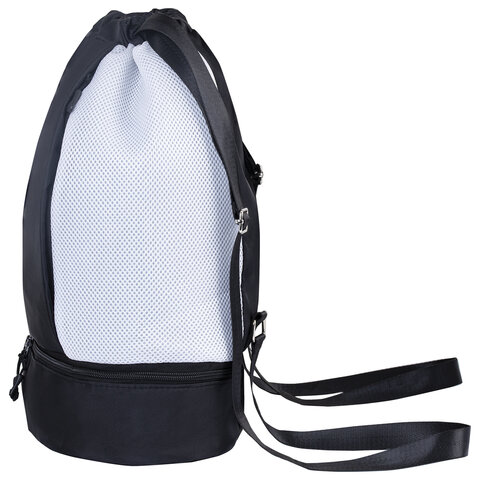 Рюкзак спортивный мешок HEIKKI ACTION (ХЕЙКИ) с отделением для обуви, вентилируемые стенки, 45х34 см, "Total black", 273455