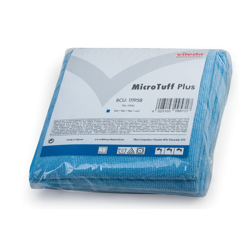 Салфетка VILEDA "МикроТаффПлюс", КОМПЛЕКТ 5 шт., микрофибра, голубые, 38х38 см, 340 г/м2, 111958