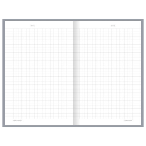 Блокнот А5 134х206 мм, 80 л., твёрдый, клетка, BRAUBERG "Minimal", серый, 116437