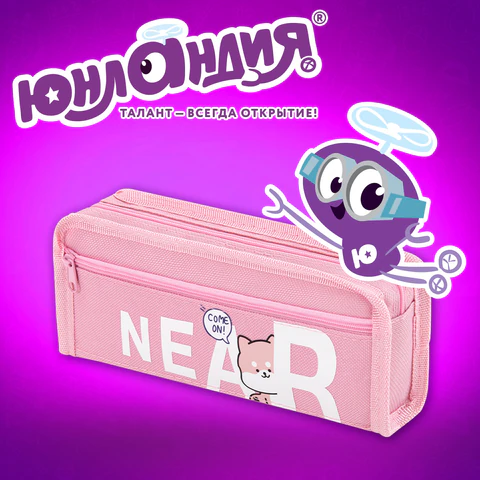 Пенал ЮНЛАНДИЯ ЮНИОР, 2 отделения, полиэстер, "Near you", 21х8х6 см, 273811
