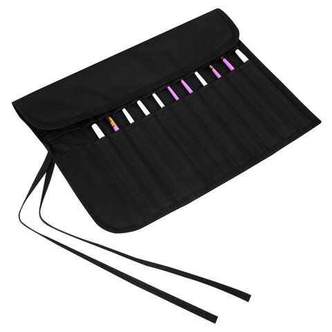 Пенал-скрутка органайзер для кистей и инструментов, 24 ячейки, черный, BRAUBERG ART DEBUT, 272993