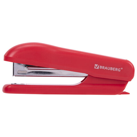 Степлер №10 BRAUBERG "SX-19", до 12 листов, с антистеплером, красный, 228589