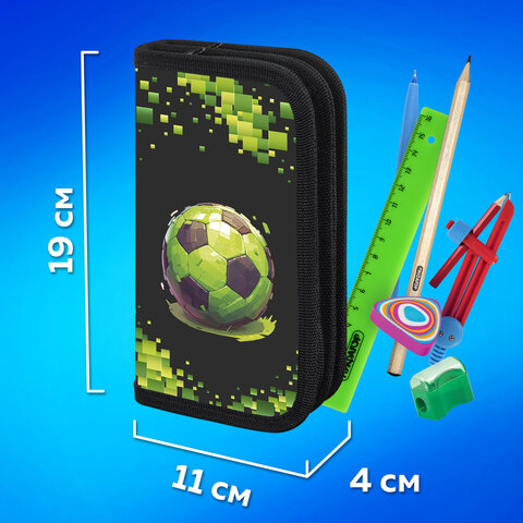 Пенал ПИФАГОР, 2 отделения, ламинированный картон, 19х11 см, "Offline", 273484