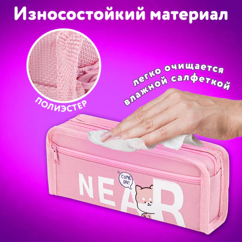 Пенал ЮНЛАНДИЯ ЮНИОР, 2 отделения, полиэстер, "Near you", 21х8х6 см, 273811