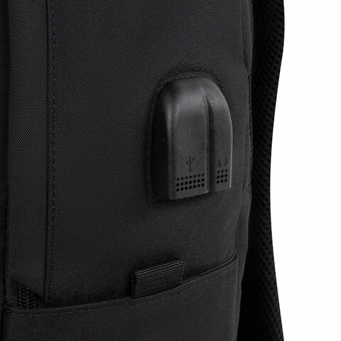 Рюкзак HEIKKI ACTIVE (ХЕЙКИ) универсальный, отделение для ноутбука, USB-порт, черный, 44х31х14 см, 272560