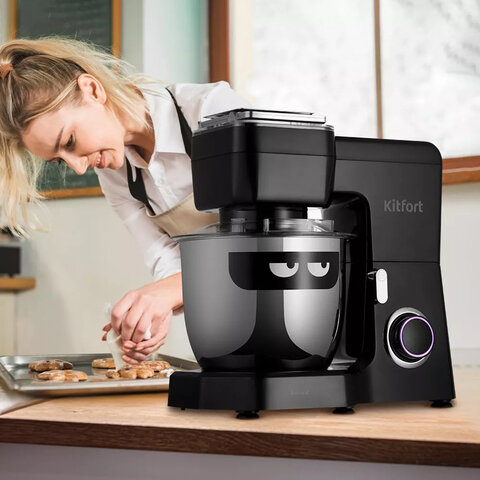 Миксер планетарный KITFORT KT-3434, 1300 Вт, 10 скоростей, 3 насадки, чаша 4,5 л, кухонные весы, черный, КТ-3434