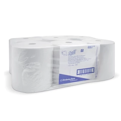 Полотенца бумажные рулонные KIMBERLY-CLARK Scott, КОМПЛЕКТ 6 шт., 304 м, белые, артикул 6667