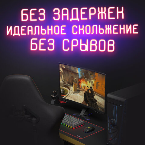 Коврик компьютерный для мыши и клавиатуры большой SONNEN "BLACK TITAN XL", 800x300x3 мм, черный, 513615