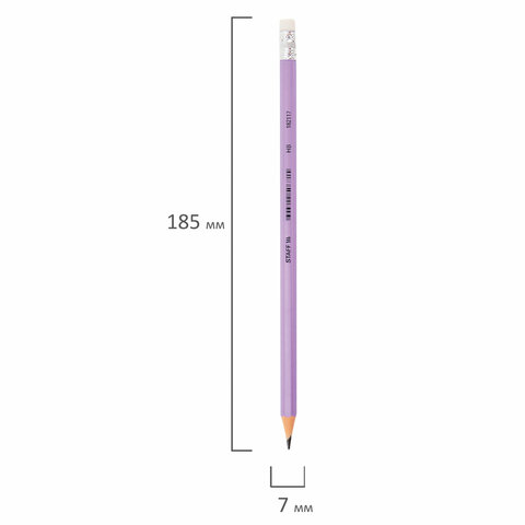 Карандаш чернографитный с ластиком STAFF EVERYDAY BLP-CLR, 1 шт., НВ, цвет корпуса ассорти, 182117