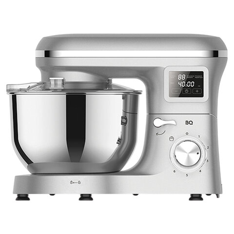 Миксер планетарный BQ (БИ-КЬЮ) MX640, 1600 Вт, 6 скоростей, 3 насадки, металлическая чаша 6 л, серебро, 86194435
