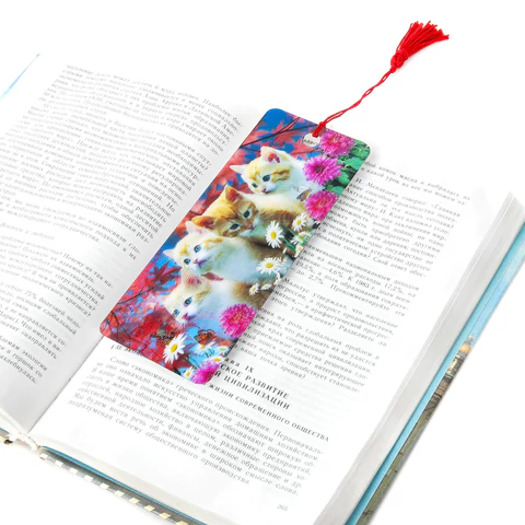 Закладка для книг с линейкой 3D ОБЪЕМНАЯ BRAUBERG, "Котята", с декоративным шнурком-завязкой, 125762