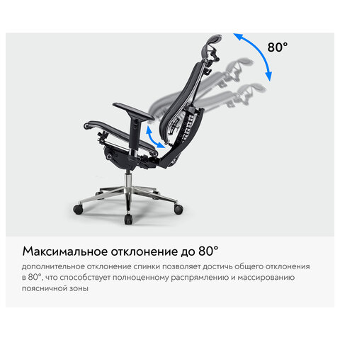 Кресло МЕТТА "YOGA" Y 4DT B2-14D, адаптивная спинка, 3D-подголовник, сверхпрочная сетка, черное
