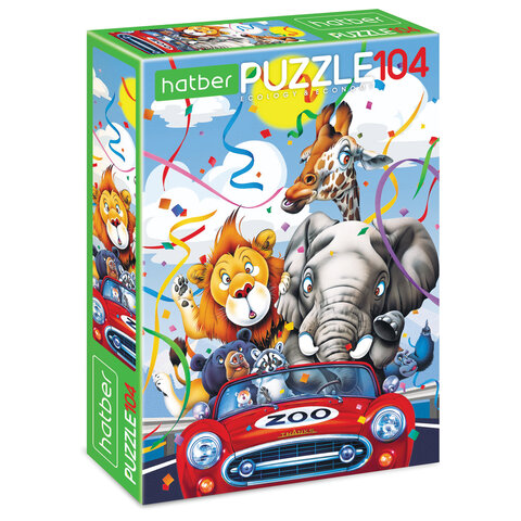 Пазл картонный 104 элемента АССОРТИ, 220х320 мм, HATBER