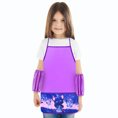 Фартук с нарукавниками для уроков труда BRAUBERG, 3 кармана, 46x54 см, "Night catcher", 273642