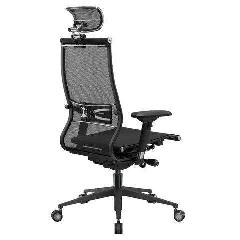 Кресло офисное МЕТТА "SAMURAI" Black Edition, сверхпрочная сетка, регулируемое, черное