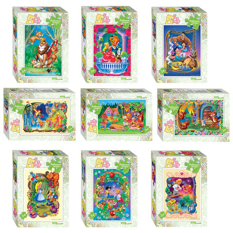Пазл картонный 54 элемента, "Любимые сказки", АССОРТИ, поле 18х13,5 см, STEP PUZZLE