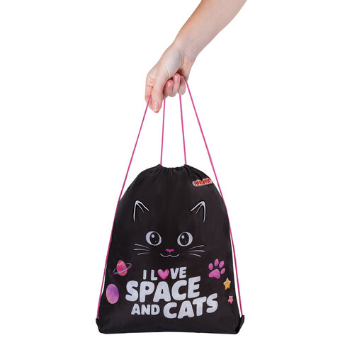 Мешок для обуви ПИФАГОР, 1 отделение, 42х34 см, "Dark kitten", 273419