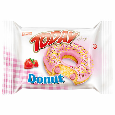 Кекс TODAY "Donut", со вкусом клубники, ТУРЦИЯ, 24 штуки по 40 г в шоу-боксе, 1367т