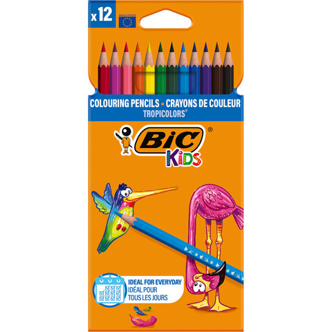 Карандаши цветные BIC "Tropicolors", 12 цветов, шестигранные, 83256610