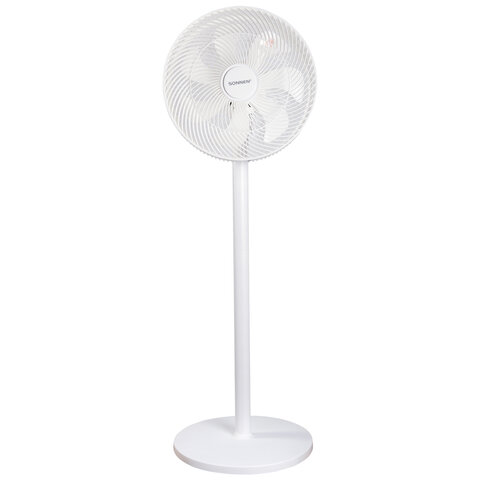 Вентилятор напольный SONNEN FT-L501, 60 Вт, 45 см, 3 скорости, вращение на 70°, механическое управление, белый, 457785