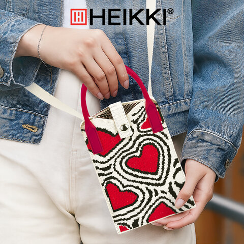 Сумочка-органайзер повседневная HEIKKI KNIT (ХЕЙКИ) кросс боди, вязаная, 17х12х5 см, "Red and black", 273796