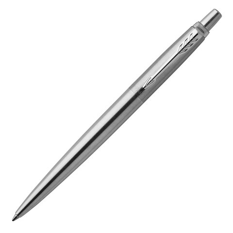 Ручка шариковая PARKER "Jotter Core Stainless Steel CT", корпус серебристый, детали хром, синяя, 1953170