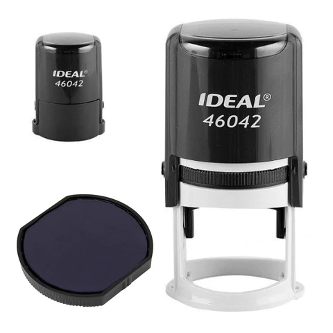 Оснастка для печатей оттиск D=42 мм, синий, TRODAT IDEAL 46042 P2, корпус черный, с крышкой, подушка, 125308