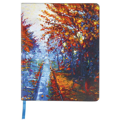 Тетрадь А5 (168х208 мм), 80 л., сшивка, клетка, под кожу, BRAUBERG VISTA, "Autumn", 403927
