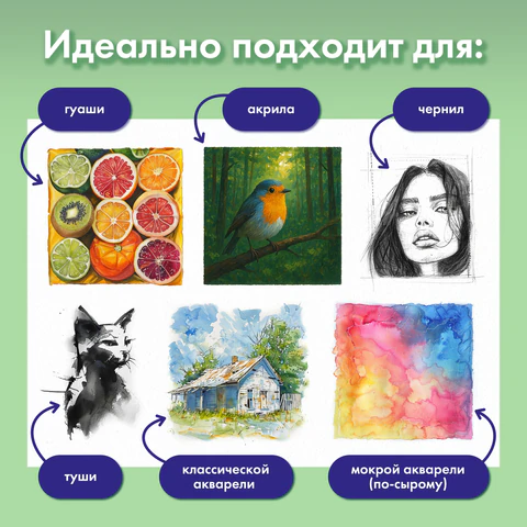 Бумага для гуаши А4 20 л., 180 г/м2, 210х297 мм, в папке, BRAUBERG АКАДЕМИЯ, "Котик", 117737