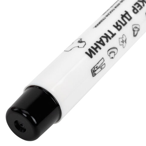 Маркер для ткани ЧЕРНЫЙ, TEXTILE MARKER, несмываемый, круглый наконечник 1-3 мм, BRAUBERG, 152657