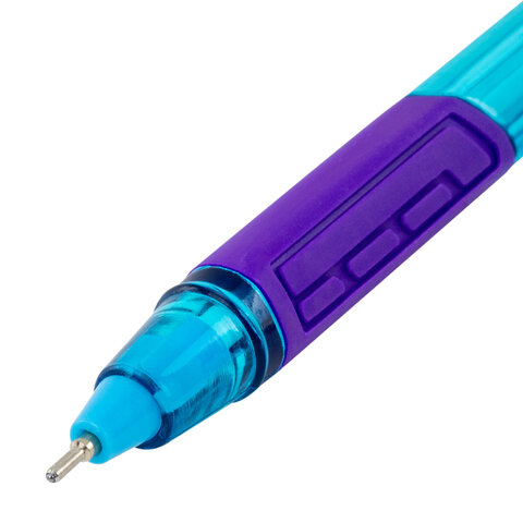 Ручка шариковая масляная с грипом BRAUBERG "Extra Glide GT Color", СИНЯЯ, трехгранная, игольчатый наконечник 0,7 мм, линия 0,5 мм, 144264