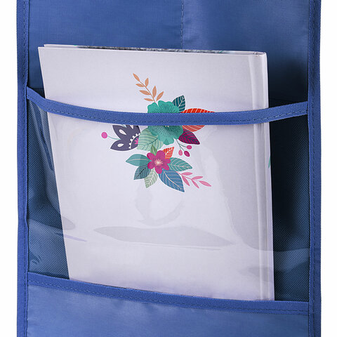 Кармашки-органайзер в шкафчик для детского сада ЮНЛАНДИЯ, с ПРОЗРАЧНЫМ КАРМАНОМ, увеличенный размер, 26х80 см, "Space dude", 271071