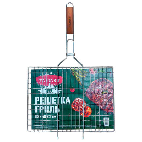 Решетка-гриль универсальная, 60х(30х40х2 см), БОЛЬШАЯ, хромированная, TAIGARU (ТАЙГАРУ), 702551